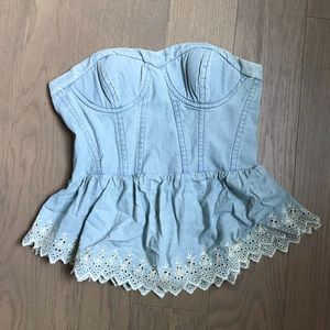 Denim & Supply Chambray Corset Top with Eyelet